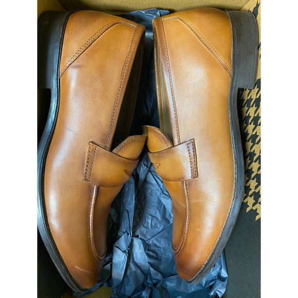 Thomas & Vine Men's Bishop Leather Memory Foam Loafers Cognac 10.5M Pre-Owned - Picture 4 of 6